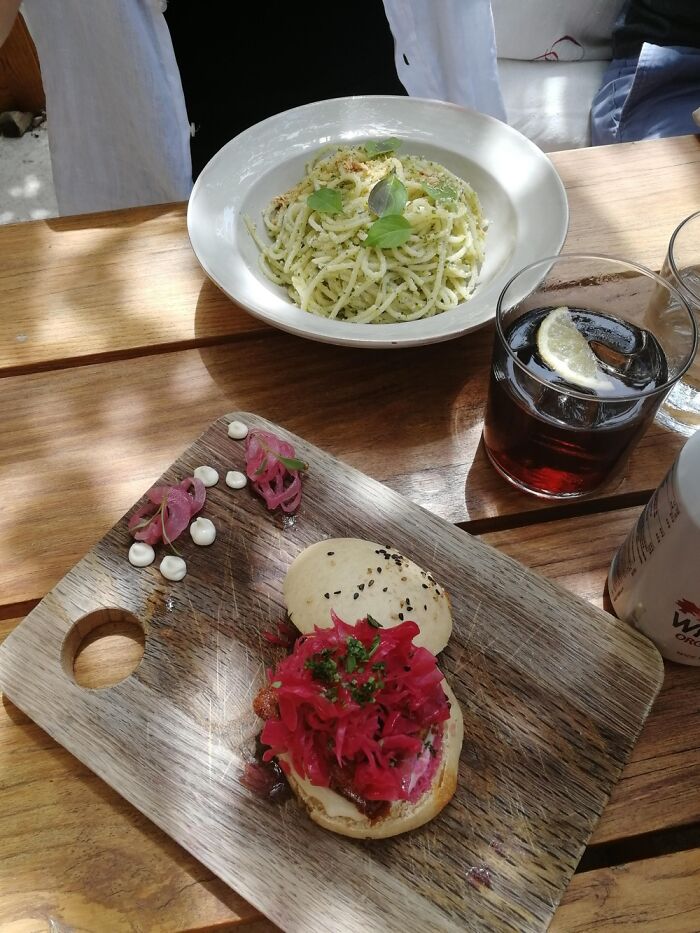 This Bao And Pesto Pasta From A Cute Small Fully Organic Restaurant In Soller, Mallorca.