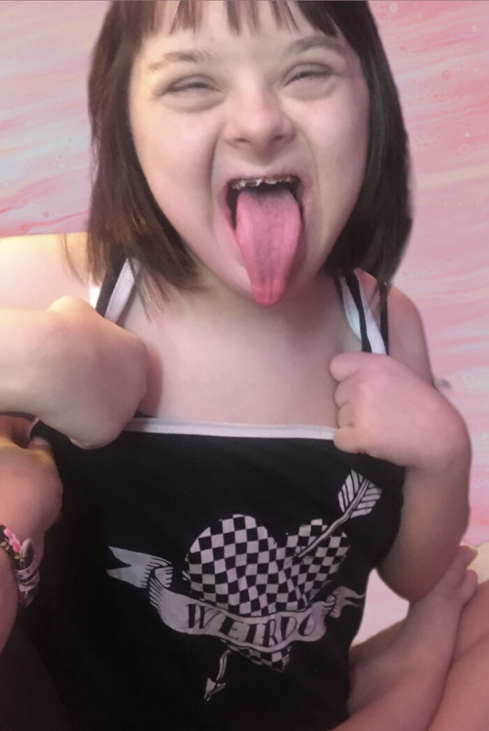 My Daughter Who Passed Away From Covid Last Month. This Is Her “Weirdo” Shirt And Weirdo Face.