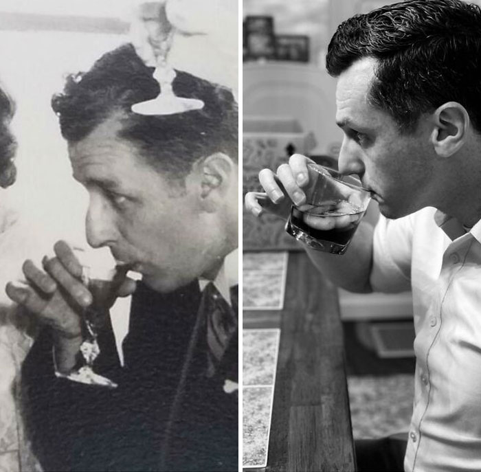 Side By Side Of My Grandfather At His Wedding And Myself