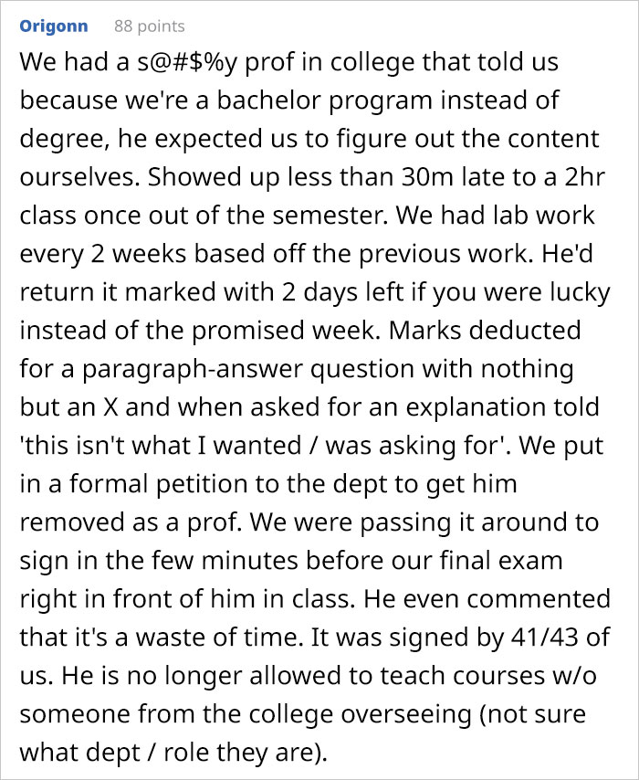 Student Gets Sweet Revenge On His Lazy Professor After He Unfairly Fails Half The Class