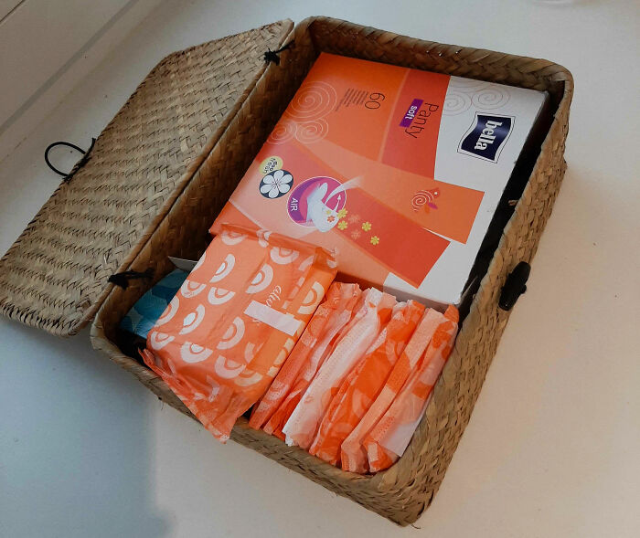 Female Colleague Calls Out This Male Teacher For Keeping A Basket Full Of Tampons And Pads For His Students