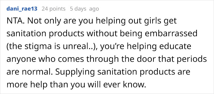 Female Colleague Calls Out This Male Teacher For Keeping A Basket Full Of Tampons And Pads For His Students