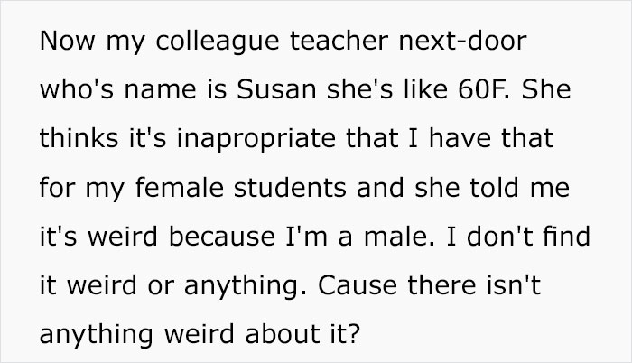 Female Colleague Calls Out This Male Teacher For Keeping A Basket Full Of Tampons And Pads For His Students
