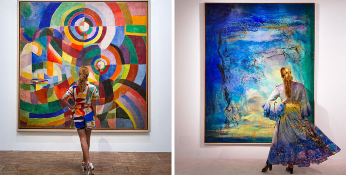 30 Times When This Woman Perfectly Matched Her Outfits To Various Artworks In Museums And Art Galleries