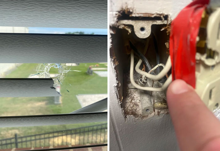 Someone Shot The Window Of The School I Work For. It Landed In An Outlet Across The Room