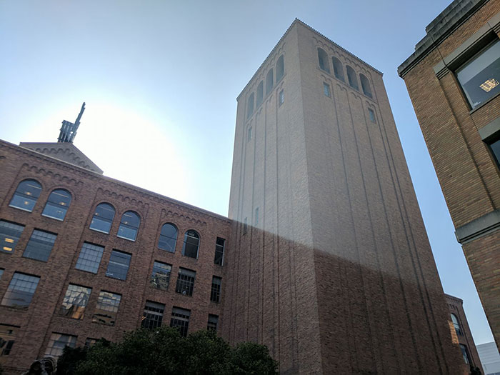 A Tower In San Francisco Had Its Material Set To Be Semi-Transparent. Or The Napa Fires Caused A Haze In Front Of The Building, Illuminated By The Sun