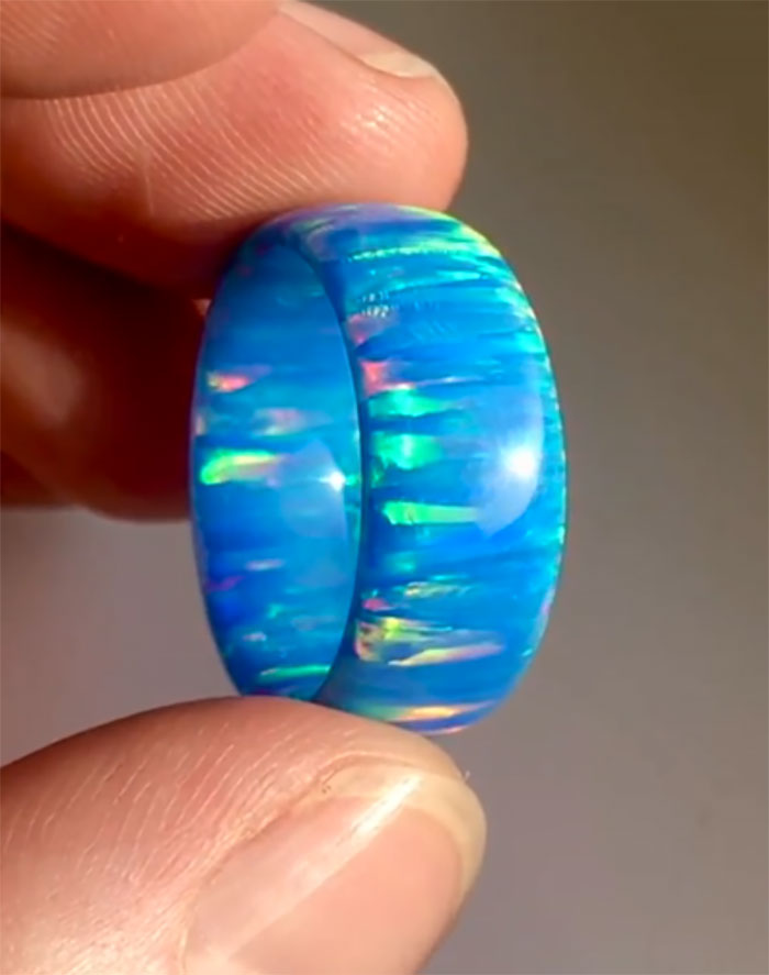 0:13 I Made This Ring From Solid Bello Opal, I Call It Aurora