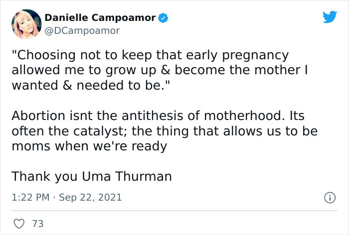 In Response To The Controversial Heartbeat Act In Texas, Uma Thurman Shares Her Abortion Story From Three Decades Ago