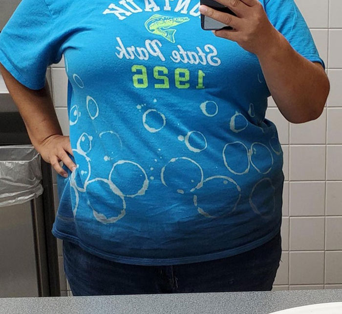 Saved A Shirt That Had Gotten Bleach Stained. Added Bleach 'Bubbles' And A Tie Dye Ombre. I Love It