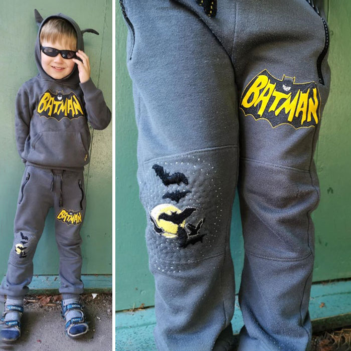 Emparché y remendé con unos murciélagos los pijamas de Batman de mi hijo de 4 años 