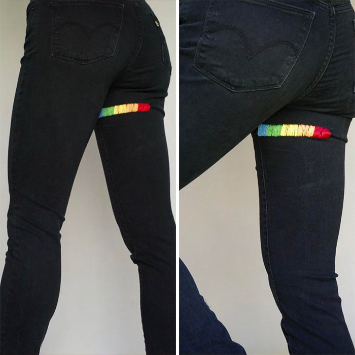 ¡Esta fue mi primera vez haciendo un zurcido visible! Creo que salió bastante bien