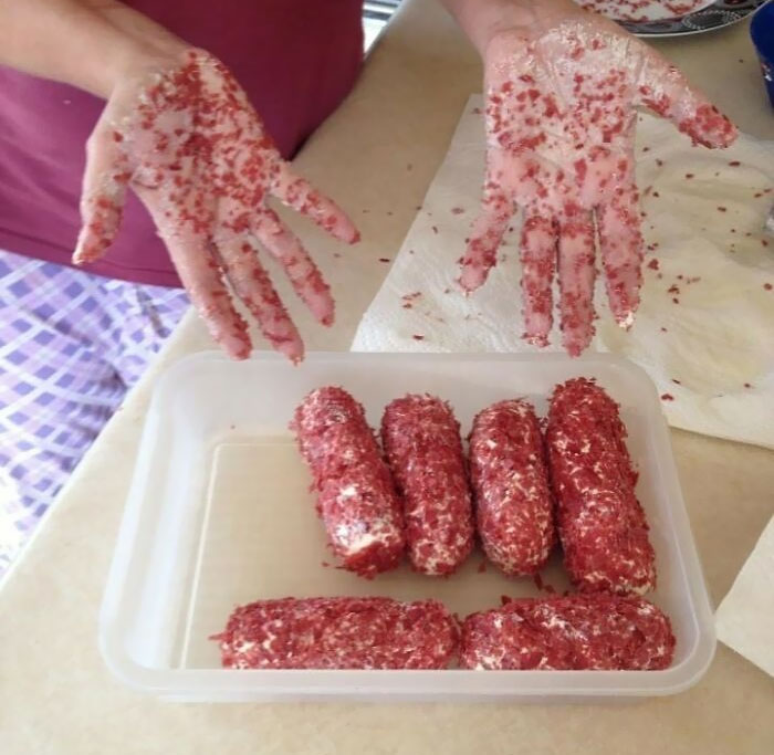 Cream Cheese Covered Dill Pickles Rolled In Dried Beef