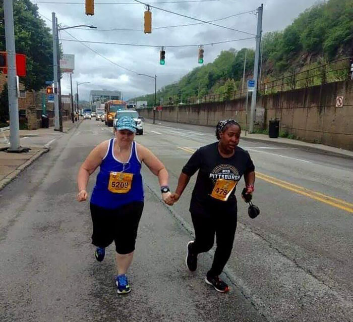 The Last Two Runners In The Pittsburgh Marathon Not Letting Each Other Quit. Whoever These Two Runners Are, They Totally Made My Day