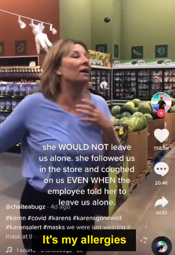 Anti-Mask 'Karen' Follows Mom With A Child Around Store While Coughing On Them, Gets Fired After Internet Detectives Track Her Down Anti-Mask 'Karen' Follows Mom With A Child Around Store While Coughing On Them, Gets Fired After Internet Detectives Track Her Down