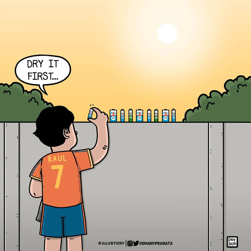 Drying Batteries In The Sun So That They Can Recharge