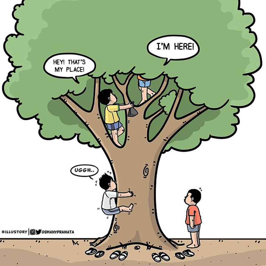 Trying To Climb As High As Possible In A Tree