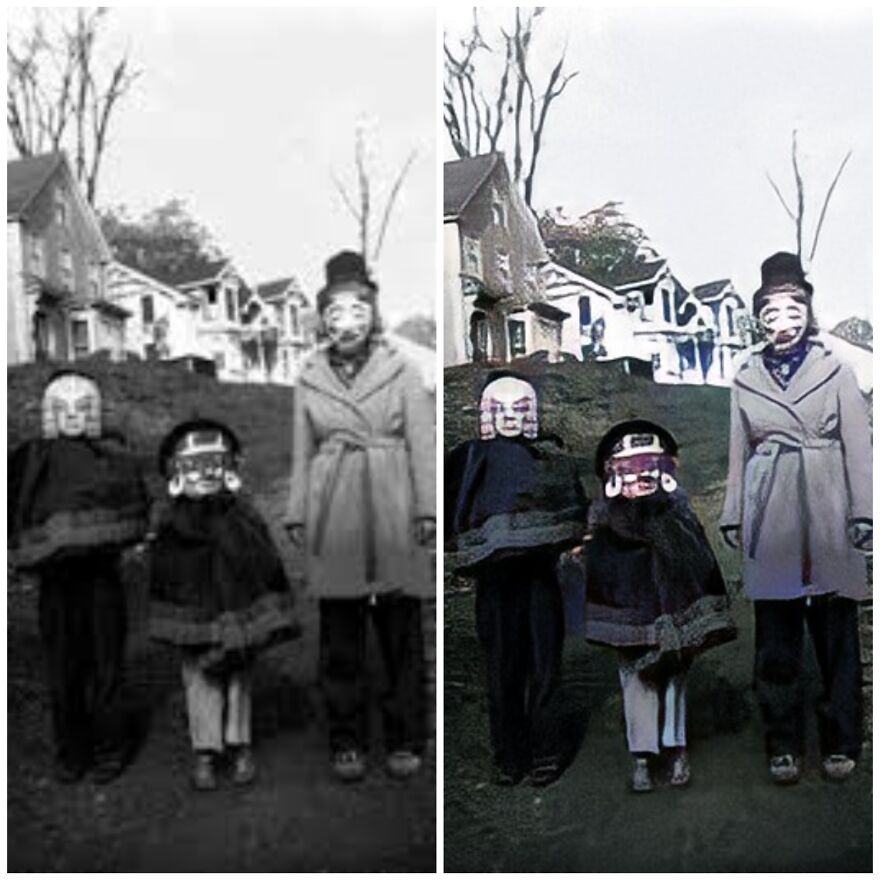 Family Ready To Trick Or Treat