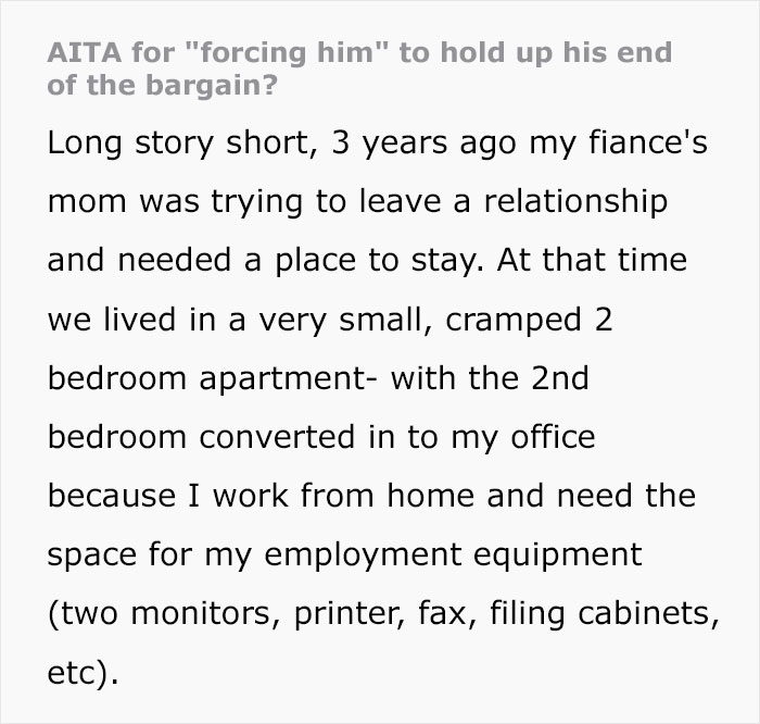 "We Have Two Rooms Available": Woman Is Confused After Fianc&eacute; Refuses To Let Her Family Move In For A While, Even Though She Helped His Family Years Ago