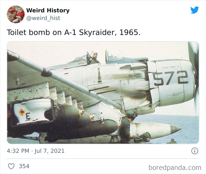 Vintage A-1 Skyraider military plane in 1965, illustrating a weird history fact for history and trivia lovers.