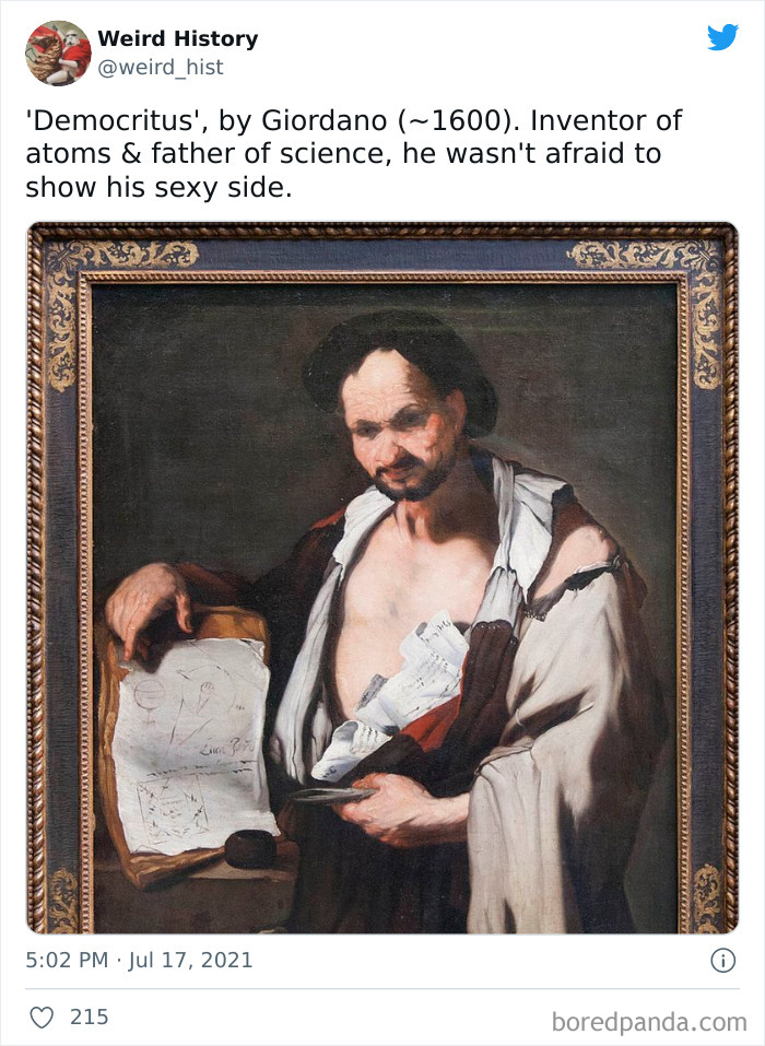 Portrait of Democritus by Giordano, showcasing a unique and weird history fact about the father of science around 1600.