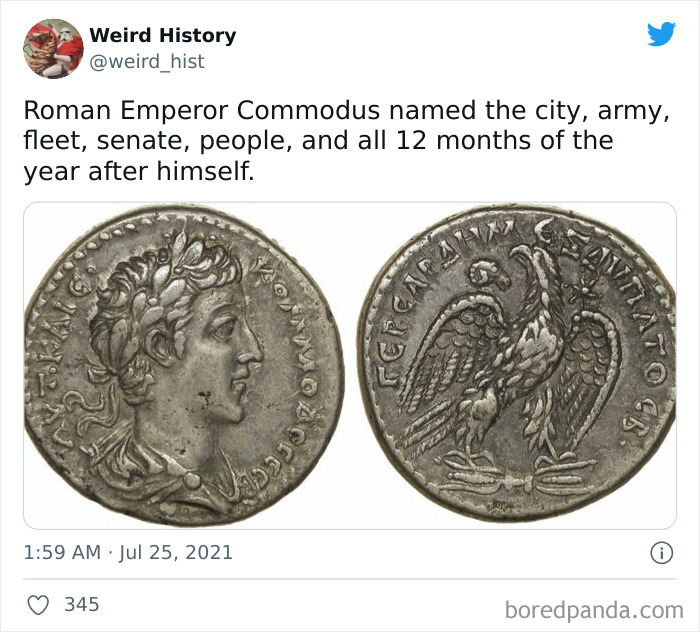 Ancient Roman coin featuring Emperor Commodus, illustrating weird history facts for history and trivia lovers.