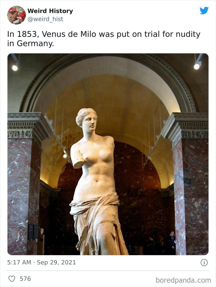 Venus de Milo statue in a historic museum setting illustrating weird history facts for history and trivia lovers.