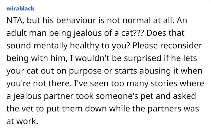 Woman Is Asking If She Was A Jerk For Kicking Her Boyfriend Out Of Her Apartment When She Overheard Him Talking Maliciously To Her Cat
