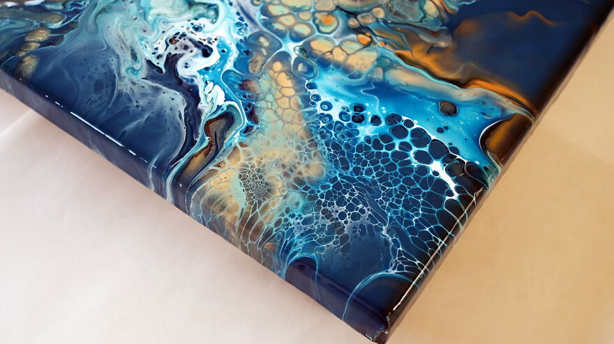 Acrylic Pouring With Hair Dryer ~ Abstract Ocean Painting ~ Dutch Pour