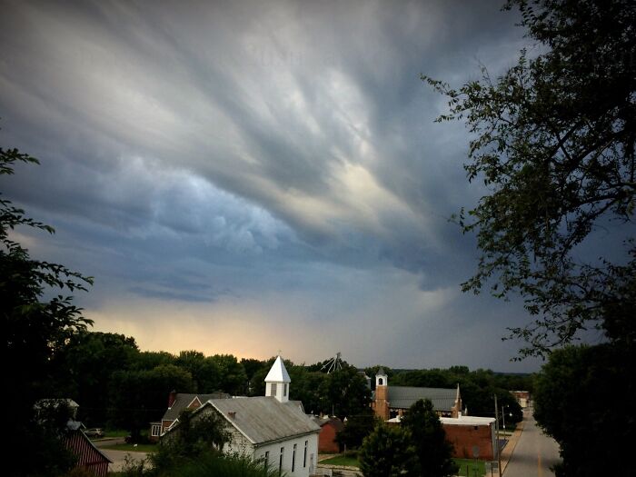 Rural Missouri. View From Ancient Burial Mound, And Entire Village Fits Within Viewfinder.