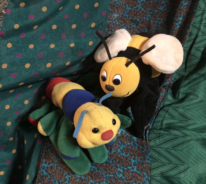 Glove Puppets! Caterpillar And Bumblebee, Circa 1980s
