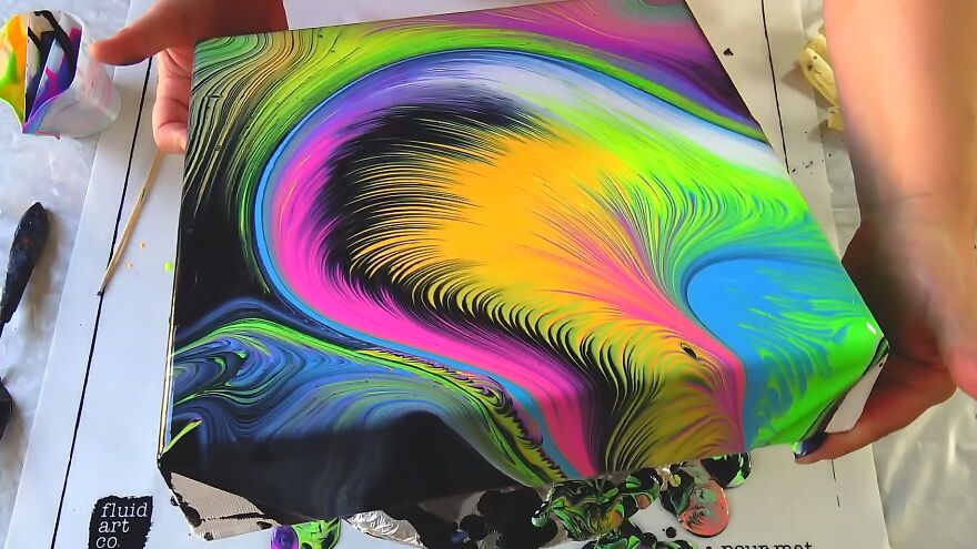 Split Cup Acrylic Pour ~ Fluorescent For Halloween