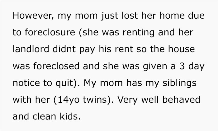 "We Have Two Rooms Available": Woman Is Confused After Fianc&eacute; Refuses To Let Her Family Move In For A While, Even Though She Helped His Family Years Ago