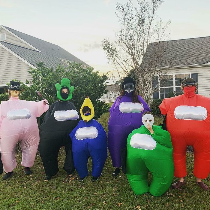 The Kids Really Wanted To Be Among Us For Halloween So I Did My Best To Make Our Costumes. They Were So Excited