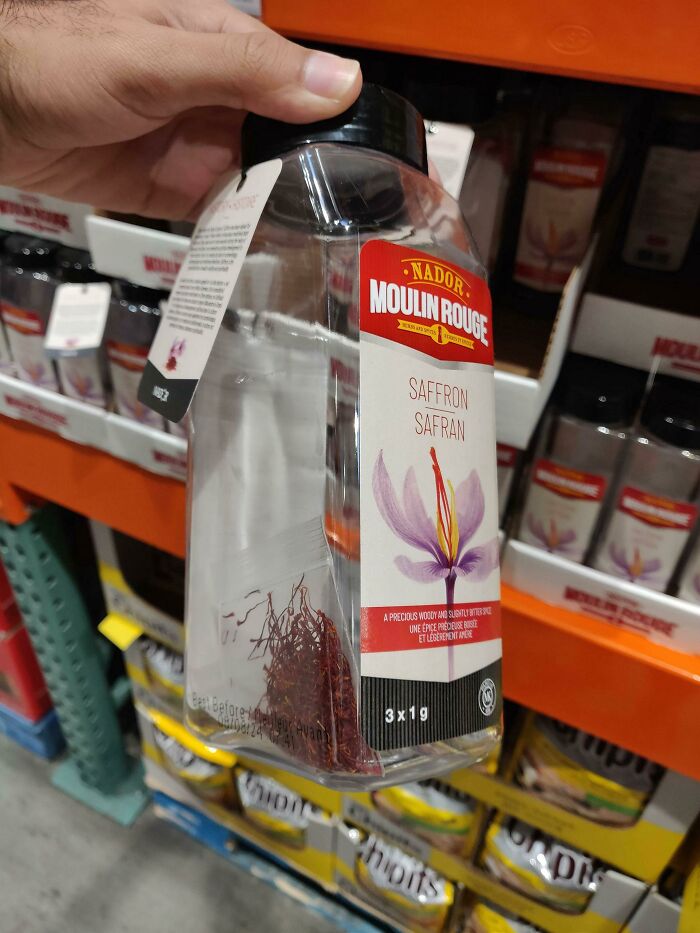 Costco Sells A Tiny Sachet Of Saffron In A Bulk Sized Spice Container