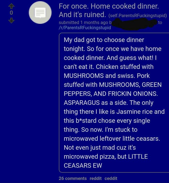 Ek Complaining They Have To Eat Pizza Instead Of A Nice Home Cooked Meal