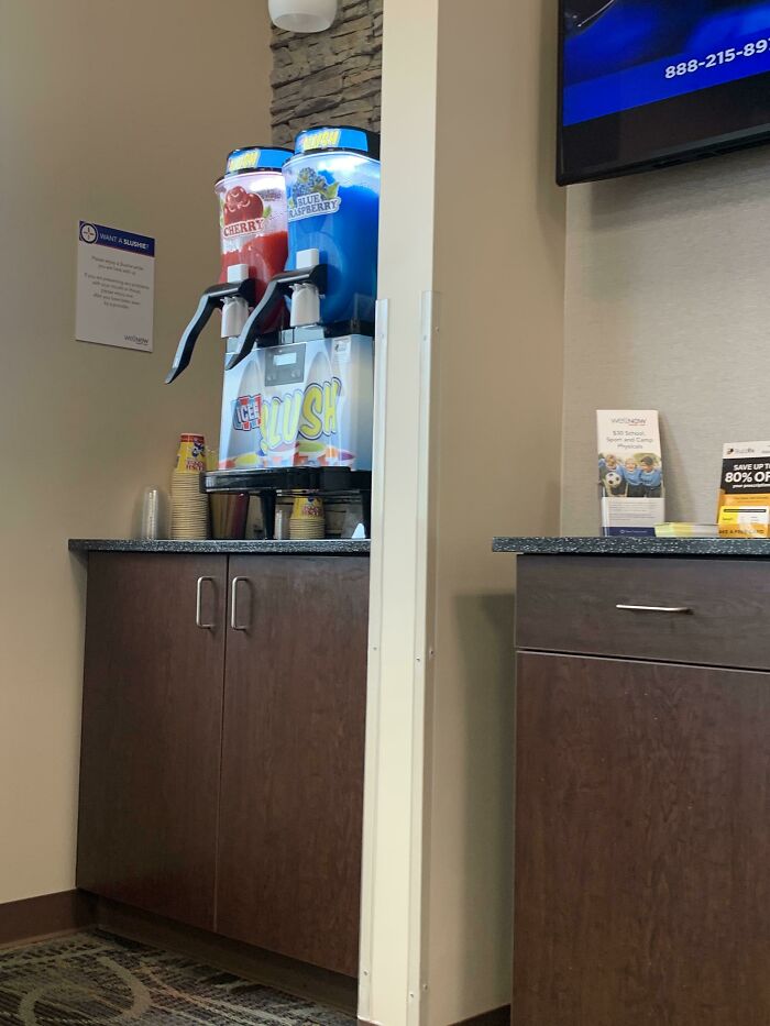 Slushee Machine In Urgent Care Waiting Room