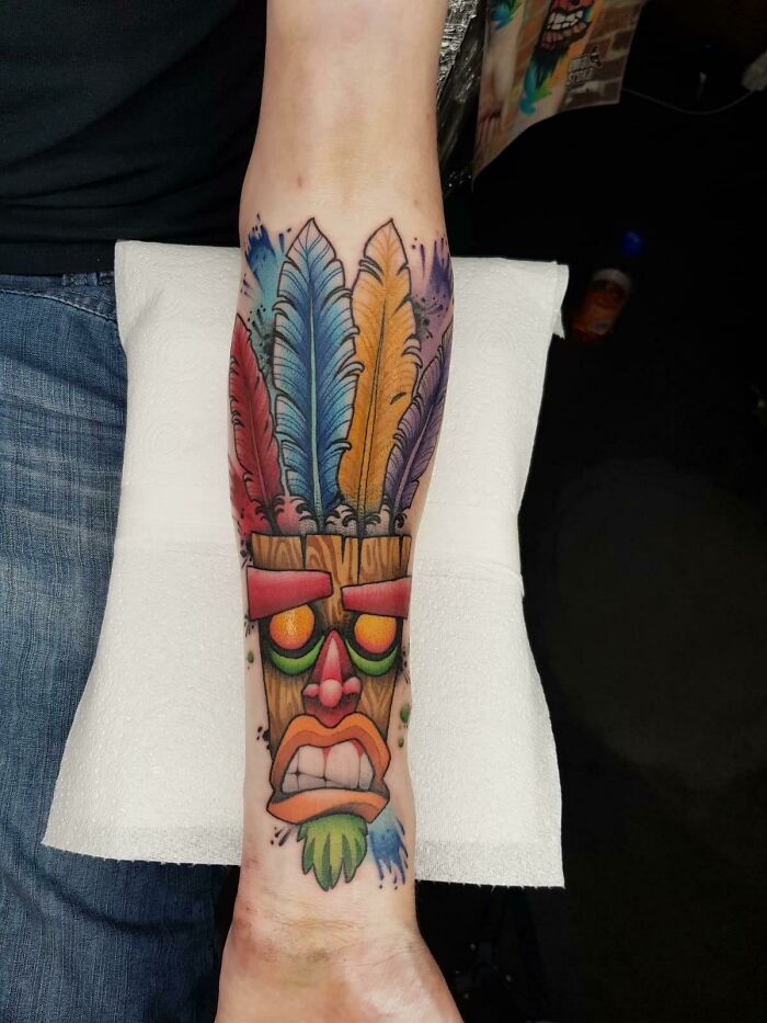 Aku Aku. My First Tattoo. Done By The Talented Gabbievasquez At Rocknrolltattoo Glasgow, Scotland