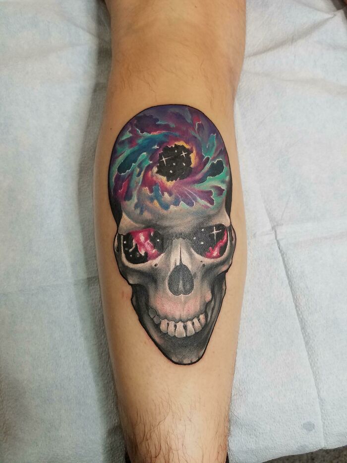 Galaxy In A Skull Done By Carson Ellen At Blue Horseshoe In VA Beach