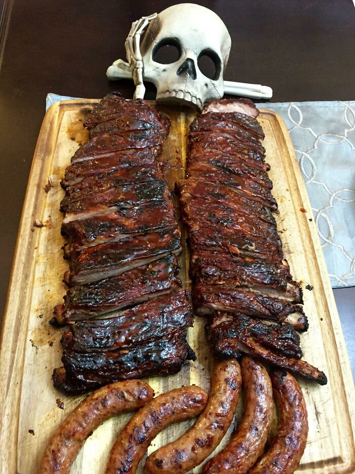 Smoked Ribs & Sausage - Halloween Style