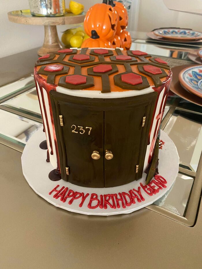 “The Shining” Themed Birthday Cake For A Halloween Party This Past Weekend