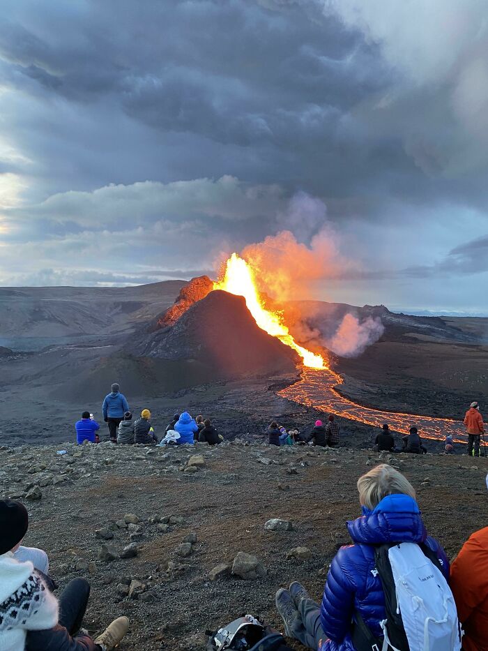 Went To See A Volcano That Is Only A Couple Of Kilometers Away From My Home. This Volcano Has Been Erupting For The Past Months In Iceland