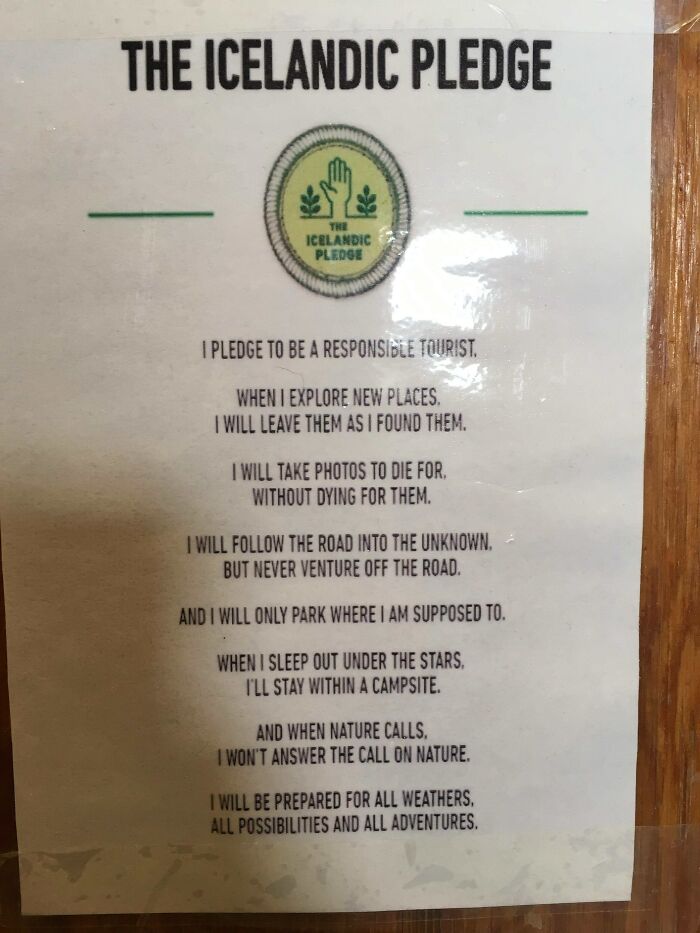 The Icelandic Pledge For Tourists