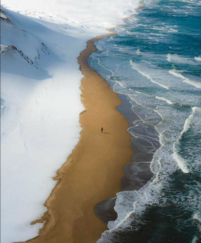 Snowy Beach In Hokkaido, Japan