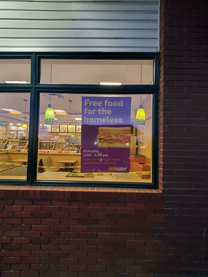 Subway Giving Free Food For The Homeless