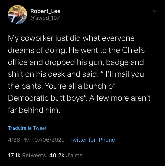 Police Quitting To Own The Libs Who Want To Defund Them