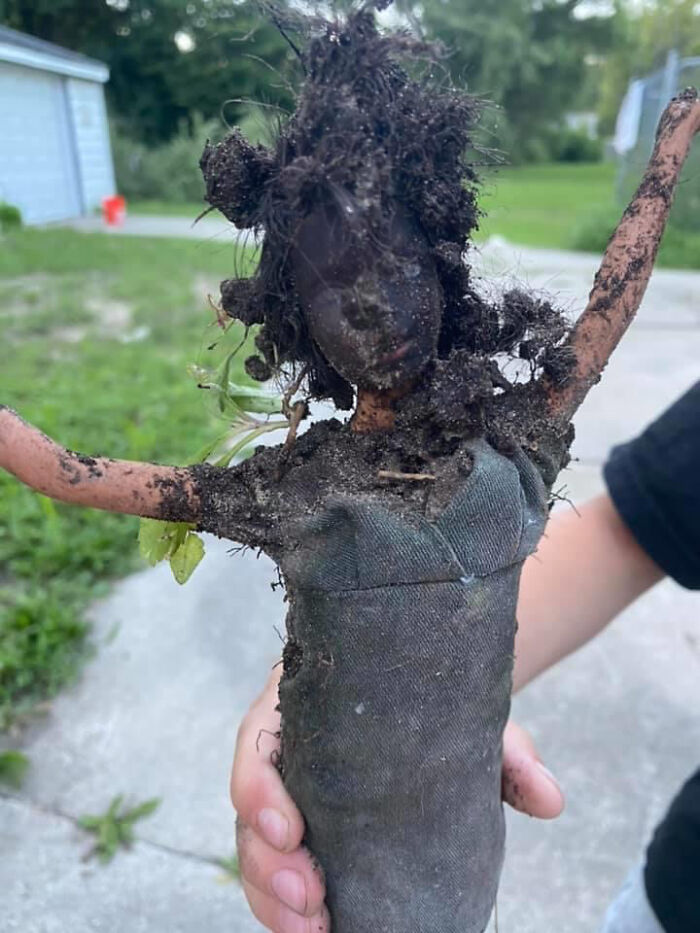 My Sister Found This In The Backyard Of Their New House. The Back Says 1999, So She’s Been Laying In The Yard For At Most 21 Years