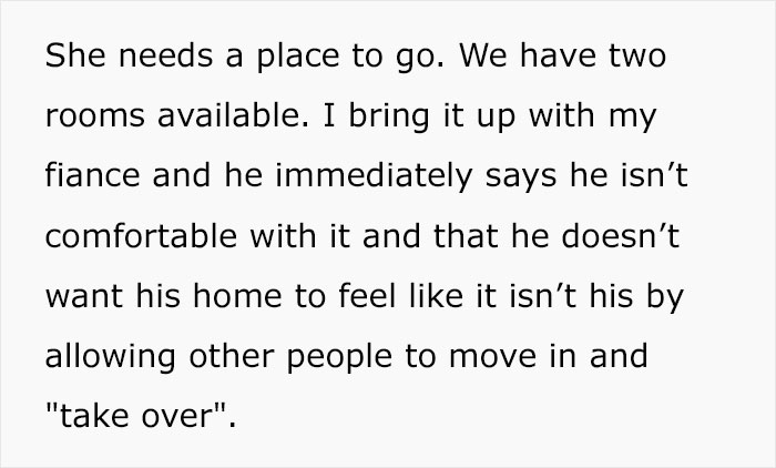 "We Have Two Rooms Available": Woman Is Confused After Fianc&eacute; Refuses To Let Her Family Move In For A While, Even Though She Helped His Family Years Ago