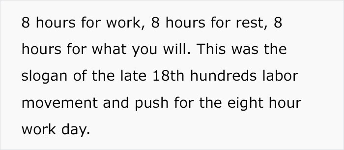 Woman Explains Why The 8-Hour Work/Sleep/Play Model Does Not Work Anymore Woman Explains Why The 8-Hour Work/Sleep/Play Model Does Not Work Anymore