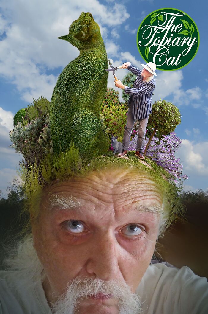 This 75-Year-Old Artist Creates Edits Of Bushes In Honor Of His Deceased Cat