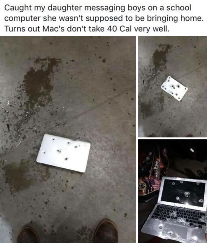 His Daughter Took A Laptop Home From School To Message A Boy. So He Decides To Shoot The Laptop That Wasn’t Even His Property